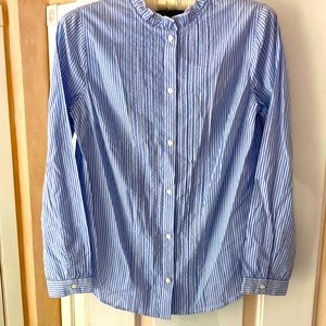 J Crew extra small NWT light blue with white pinstripes long sleeve top